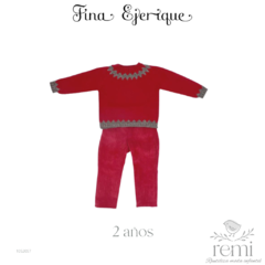 Conjunto pantalón y suéter rojo navideño 2 años Fina Ejerique