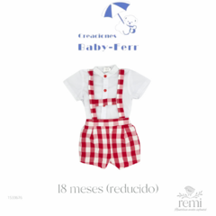 Conjunto 2 piezas peto cuadros rojos y blancos con camisa 18 meses (reducido) Baby Ferr