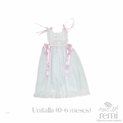 Faldón largo blanco con listón rosa Unitalla (0-6 meses aprox) Sin marca - comprar en línea