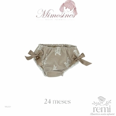 Vestido beige con encaje, capota y cubre pañal 24 meses Mimosines - REMI