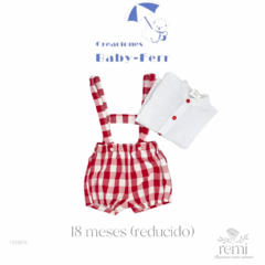 Conjunto 2 piezas peto cuadros rojos y blancos con camisa 18 meses (reducido) Baby Ferr - comprar en línea