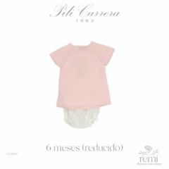 Vestido de punto rosa con osito incluye cubre pañal 6 meses (reducido) Pili Carrera - comprar en línea