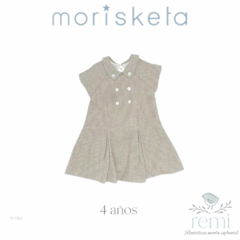 Vestido pata de gallo beige de lana 4 años Morisketa