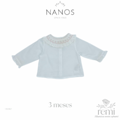 Blusa blanca con smock rosa en cuello 3 meses Nanos