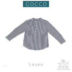 Camisa blanca con rayas azul marino 3-4 años Gocco