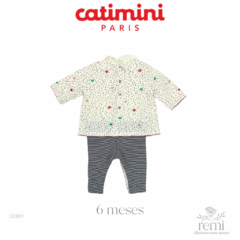 Mameluco blanco con negro y puntos colores 6 meses Catimini - comprar en línea