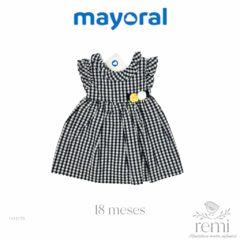 Vestido cuadros azules y blancos con detalles amarillos 18 meses Mayoral