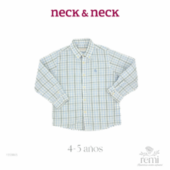 Set de dos camisas líneas amarillas y cuadros azules con verde 4-5 años Neck & Neck - REMI
