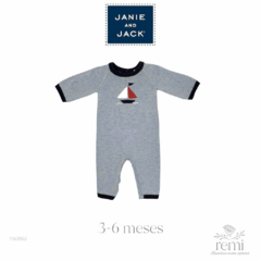Mameluco azul con velero 3-6 meses Janie and Jack