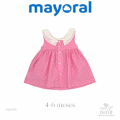 Vestido rosa con puntos y cuello blanco 4-6 meses Mayoral - comprar en línea