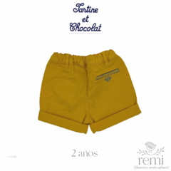 Conjunto camisa azul mezclilla con detalles de flores y short amarillo 2 años Tartine et Chocolat - comprar en línea