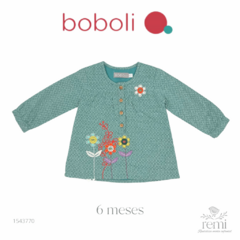 Vestido verde con flores bordadas 6 meses Boboli