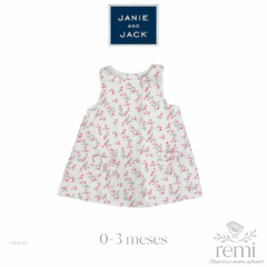 Vestido de pana blanco con florecitas rosas 0-3 meses Janie and Jack