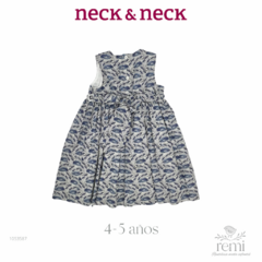 Vestido gris con estampado azul y smock 4-5 años Neck & Neck - comprar en línea