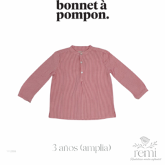 Camisa con rayas color salmón 3 años (amplia) Bonnet a Pompon