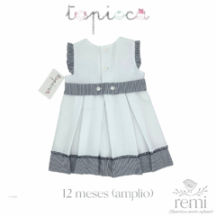 Vestido blanco con detalles azul marino 12 meses (amplio) Tapioca - comprar en línea