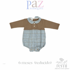 Ranita combinada cuadros azules con café 6 meses (reducido) Paz Rodriguez