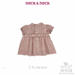 Vestido con smock estampado hojas blanco con rosa 3-6 meses Neck & Neck - comprar en línea