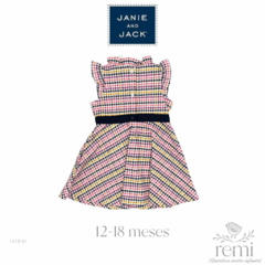 Vestido estampado pata de gallo con cinturón azul marino incluye cubre pañal 12-18 meses Janie and Jack - comprar en línea