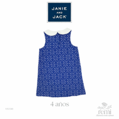 Vestido azul con cuello y moño blanco 4 años Janie and Jack - comprar en línea