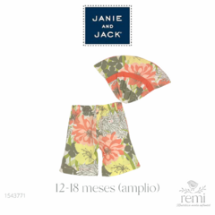 Short y gorrito flores verdes y coral 12-18 meses (amplio) Janie and Jack - comprar en línea