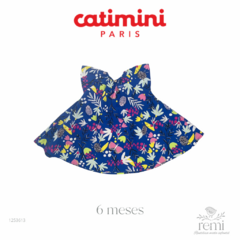 Vestido azul con estampado flores y bichos 6 meses Catimini - comprar en línea