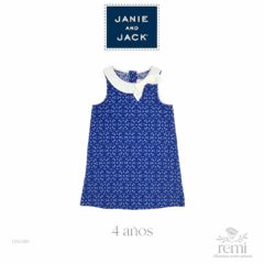 Vestido azul con cuello y moño blanco 4 años Janie and Jack