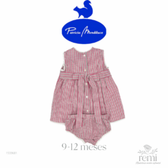 Vestido cuadritos rosas y grises con cubre pañal 9-12 meses Patricia Mendiluce - comprar en línea