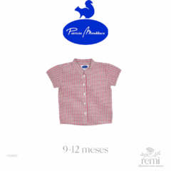 Camisa cuadritos rosas y grises 9-12 meses Patricia Mendiluce