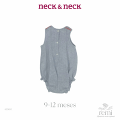 Ranita azul con blanco y smock coral 9-12 meses Neck & Neck - comprar en línea