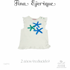 Blusa blanca estrellas de mar azules 2 años (reducida) Fina Ejerique