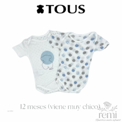 Set de 2 bodys manga corta 100% bambú 12 meses (vienen chicos -6 meses) TOUS