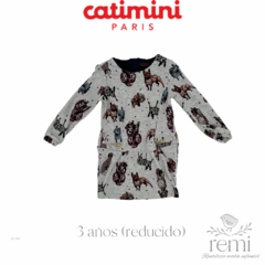 Vestido gris con perritos 3 años (reducido) Catimini