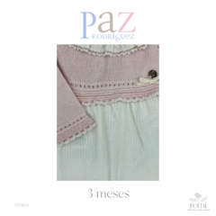 Faldón combinado rosa con blanco 3 meses Paz Rodriguez - comprar en línea