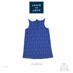 Vestido azul con cuello y moño blanco 4 años Janie and Jack - comprar en línea