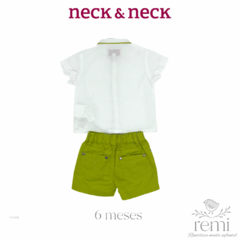 Conjunto 2 piezas camisa blanca y short verde 6 meses Neck & Neck - comprar en línea