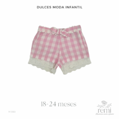 Short cuadros rosa claro con blanco 18-24 meses Dulces Moda Infantil