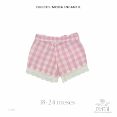 Short cuadros rosa claro con blanco 18-24 meses Dulces Moda Infantil - comprar en línea