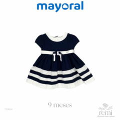 Vestido azul marino con blanco 9 meses Mayoral