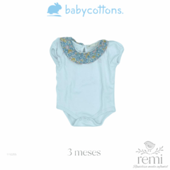 Conjunto 2 piezas overall de flores azules, amarillas y rosas con body 3 meses Baby Cottons en internet