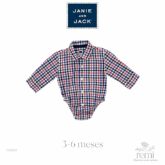 Camisa body cuadros rosa y azul 3-6 meses Janie and Jack