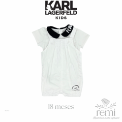 Conjunto 2 piezas peto blanco con camisa blanca y cuello negro 18 meses Karl Legerfeld