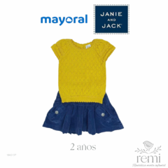 Conjunto 3 piezas falda de pana azul, blusa roja y blusa amarilla 2 años Mayoral y Janie and Jack - comprar en línea