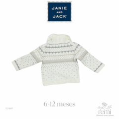 Suéter blanco con tejido beige y gris 6-12 meses Janie and Jack - comprar en línea