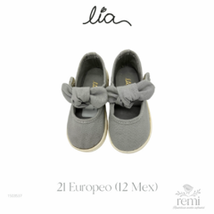 Tenis merceditas grises con moño 21 Europeo (12 Mex) Lia