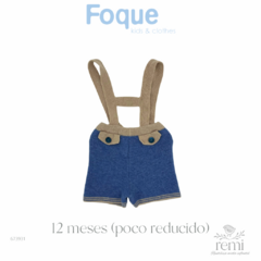 Conjunto 2 piezas peto y suéter de lana azul con café 12 meses Foque - comprar en línea