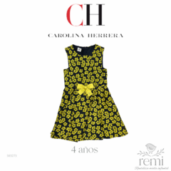 Vestido negro con flores amarillas 4 años Carolina Herrera