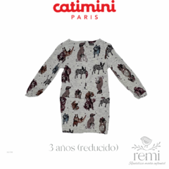 Vestido gris con perritos 3 años (reducido) Catimini - comprar en línea