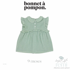 Vestido líneas verdes 9 meses Bonnet a Pompon