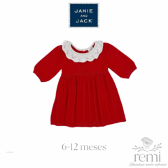 Vestido rojo con cuello blanco 6-12 meses Janie and Jack